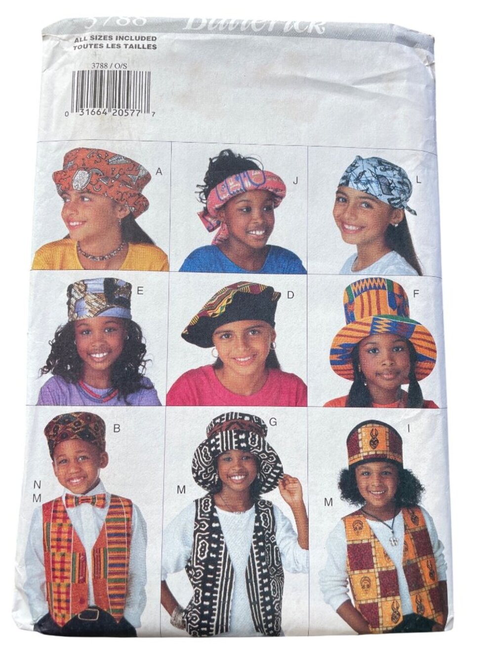 Vintage 90s Butterick 3788 Hats & Accessories Sewing Pattern Sizes 4-14 1994 CUT